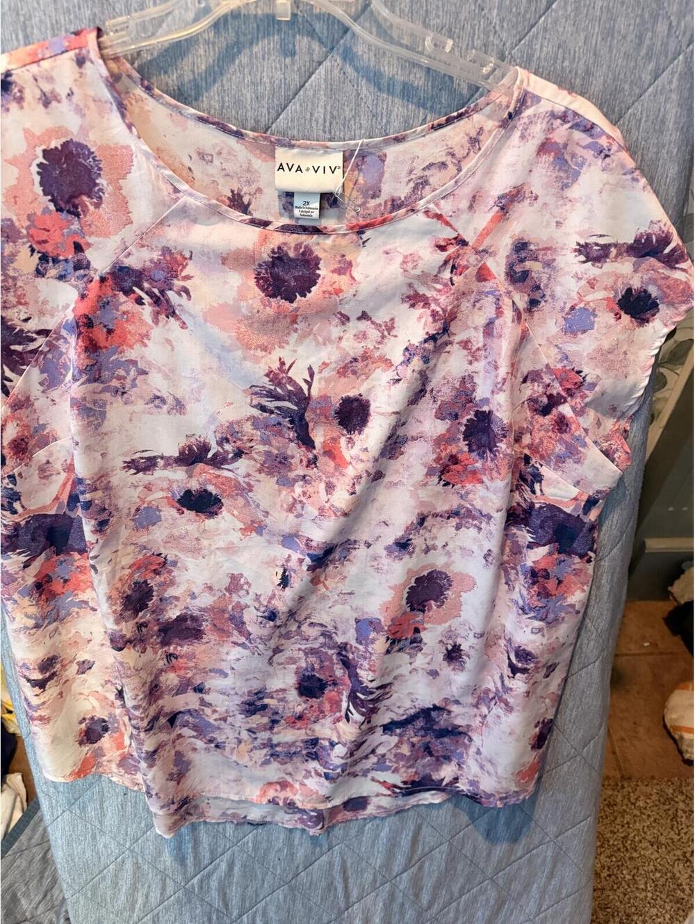AVA & VIV Women's Floral Print Blouse Size 2X